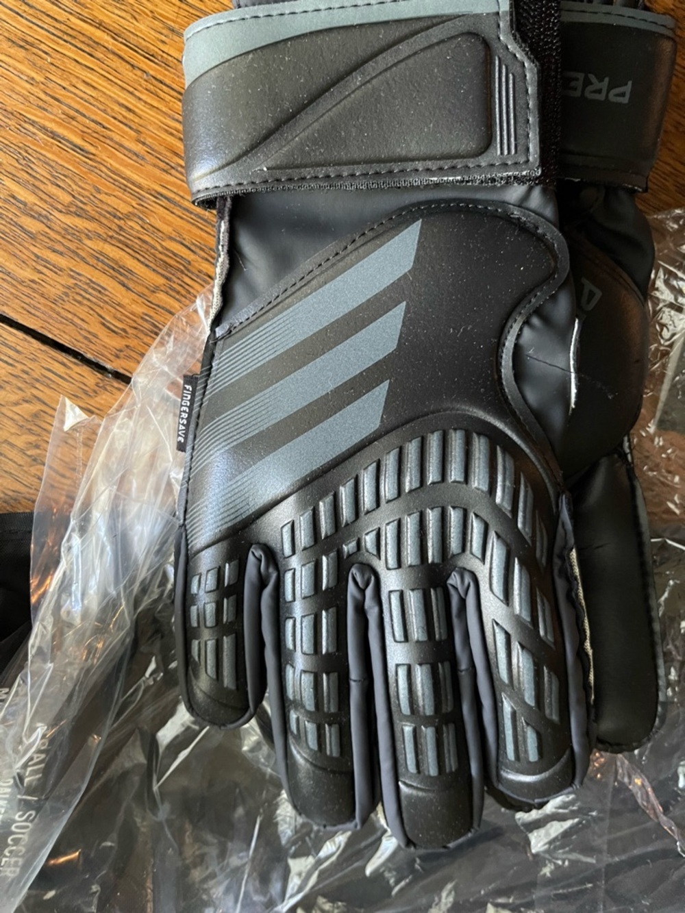 Adidas Black and Gray Padded Goalkeeper Gloves